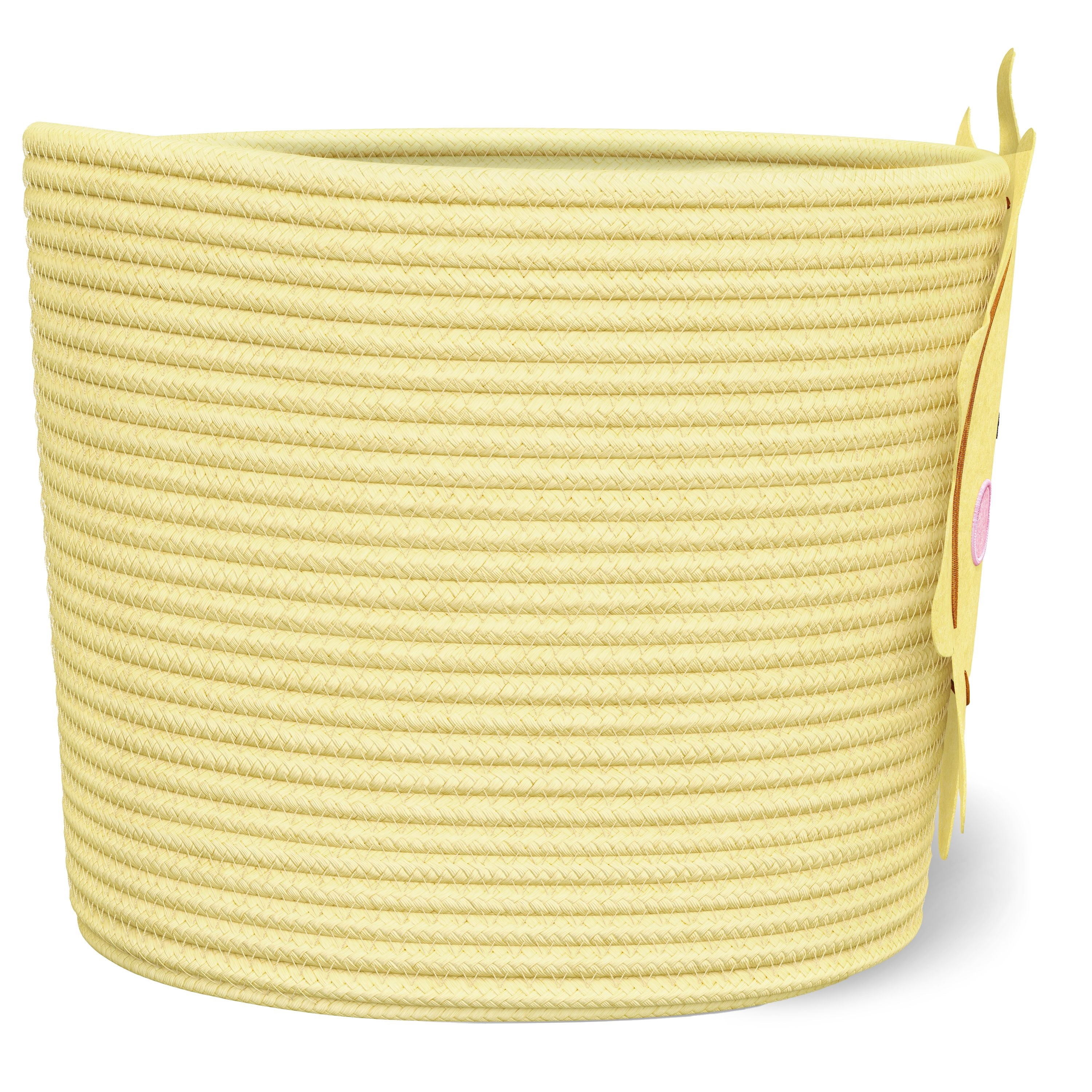 Mainstays Kids Medium Round Yellow Sun Coiled Rope Storage Baskets, 2 Pack