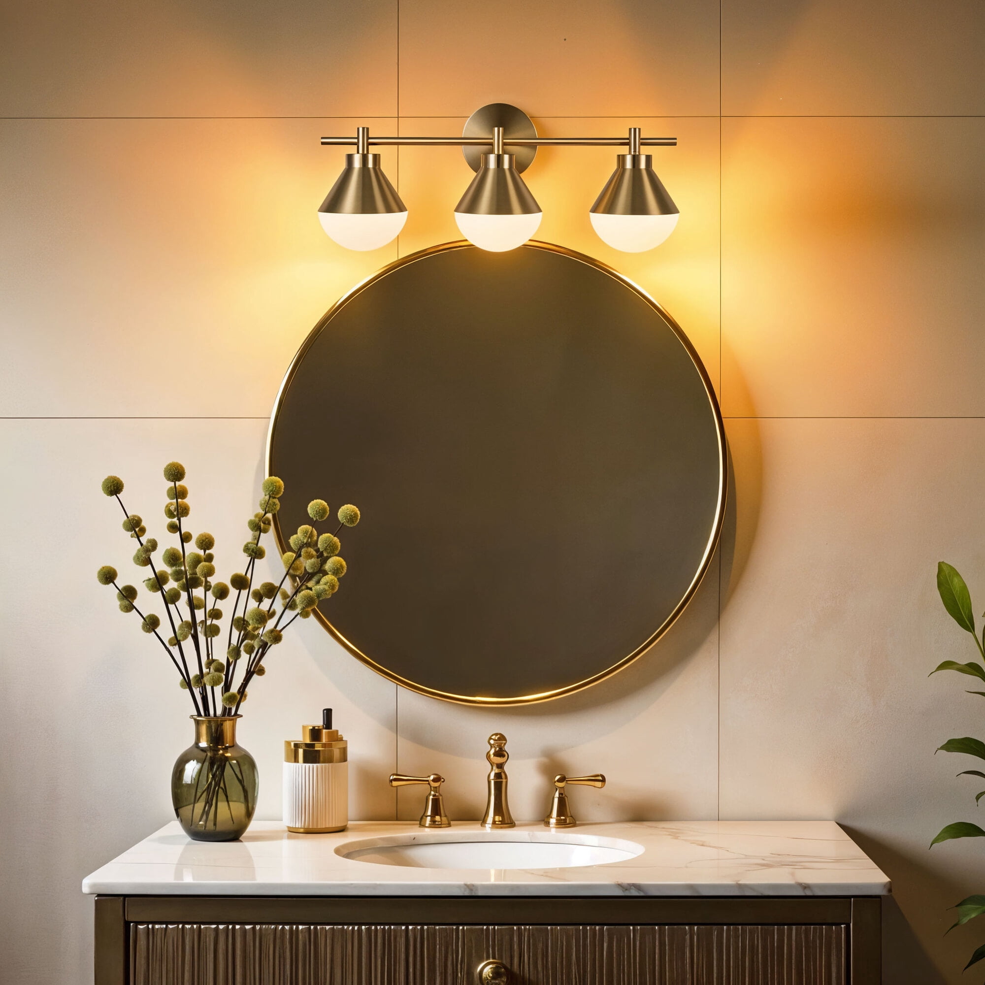 Kenroy Home Schoolhouse 23'' Vanity Light 3-Light Wall Light Fixture Transitional Table Light Fixture for Bathroom, Hallway, or Office, Brushed Gold