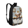 thumbnail image 2 of Uourmeti Lightweight 17 Inch Backpack for School Travel, Smooth Zipper Spacious Interior Stylish Student Bookbag, Sunflower Calf Pattern, 2 of 6
