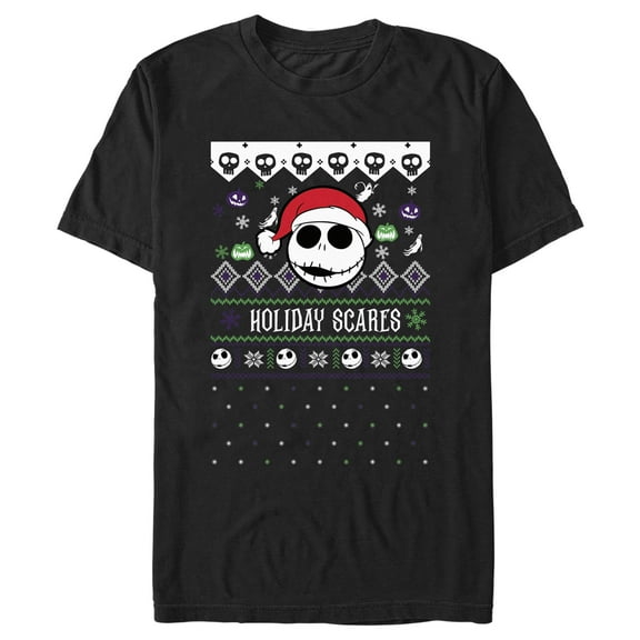 Men's The Nightmare Before Christmas Holiday Scares Jack Face Graphic Tee Black X Large