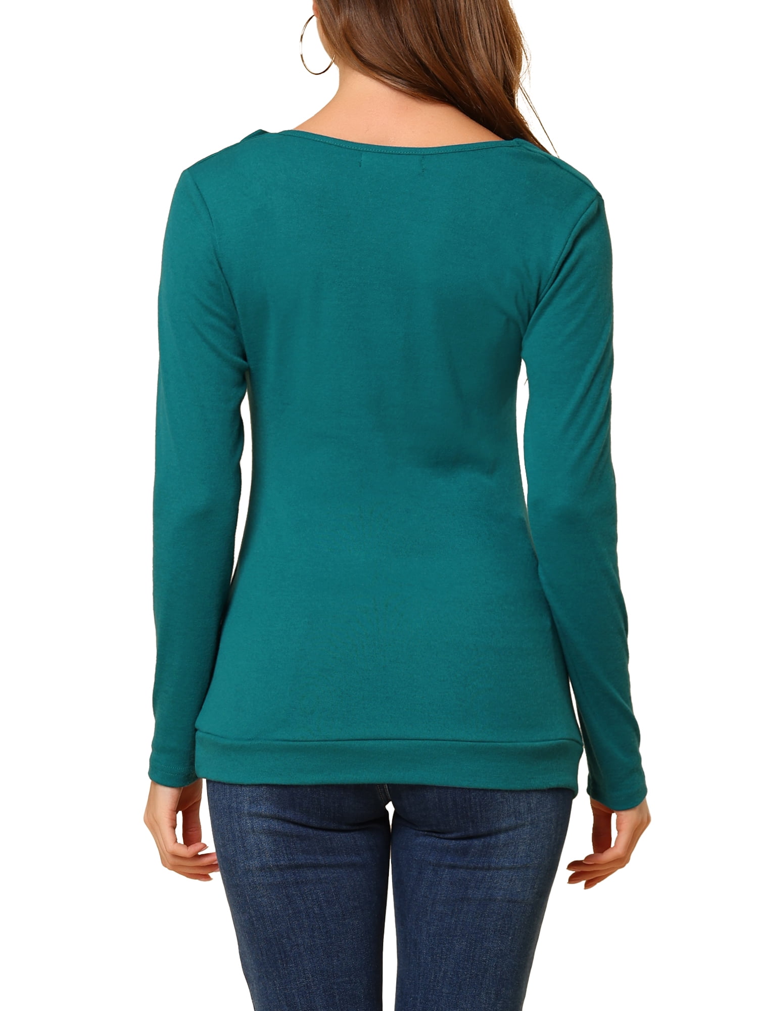 DARING DIVA Women's Cowl Neck Side Ruched Tunic Top S Blue Green