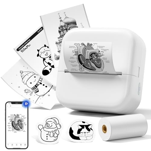 Impresora mini WCZ M02X con Bluetooth, impresora térmica portátil de pegatinas de bolsillo. Incluye 1 rollo de papel para notas, manualidades, recuerdos, fotos, listas y regalos.