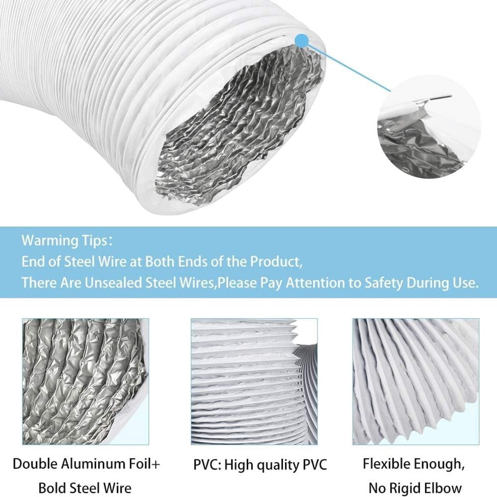 6 Inch Fan Pipe Flexible Pvc Aluminum Tube Exhaust Hose 6M Ventilation Duct 15cm Grey