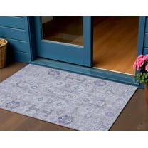 3' X 5' Lavender Purple And Gray Oriental Washable Indoor Outdoor Area Rug