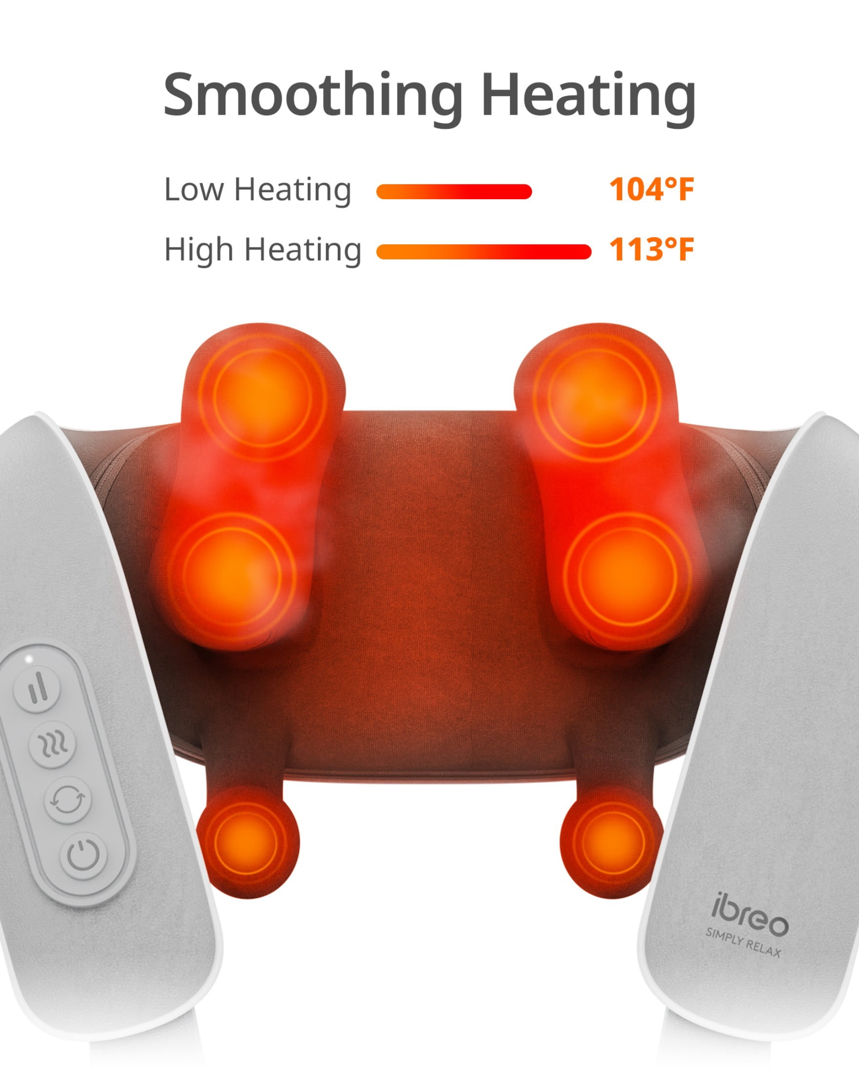 ibreo Cordless 6D Deep Tissue Kneading Neck & Shoulder Shiatsu Massager w/ Heat & Smart Memory, Gray