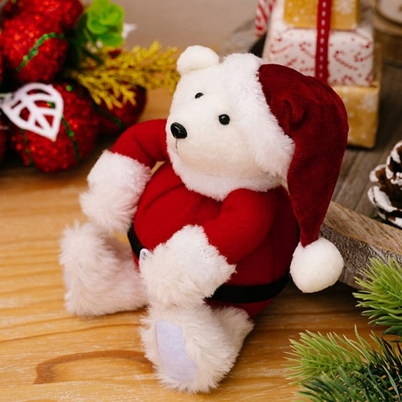 ELAYARD Christmas Bear Figurine Plush Toy for Kids and Decor Multi Color 6 inches