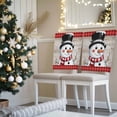 thumbnail image 3 of Cute Snowman Chair Covers Set of 8 Wood Grain Red Black Plaid Winter Christmas Chair Back Covers Stretch Removable Washable Slipcovers Protector for Dining Room Kitchen Party Decor, 3 of 5