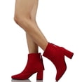thumbnail image 6 of Delicious Women's Faux Suede Tassel Square Toe Ankle Bootie, Red ,  11 M US, 6 of 6