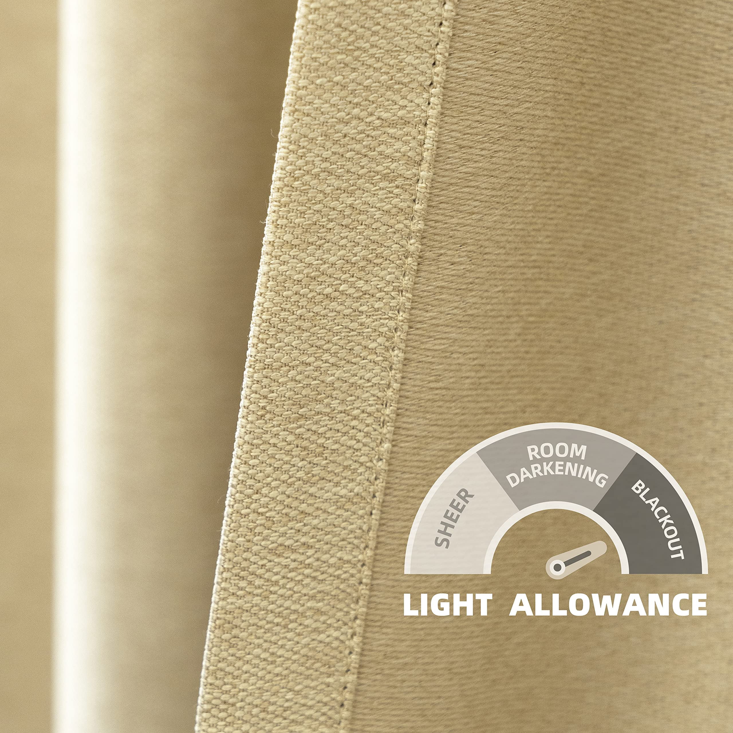DriftAway Pinch Pleat Blackout Curtains 96 Inches Long 2 Panels Set Faux Linen Textured Curtains for Bedroom Living Room Thermal Insulated Privacy Back Tab Window Drapes 52x96 Beige
