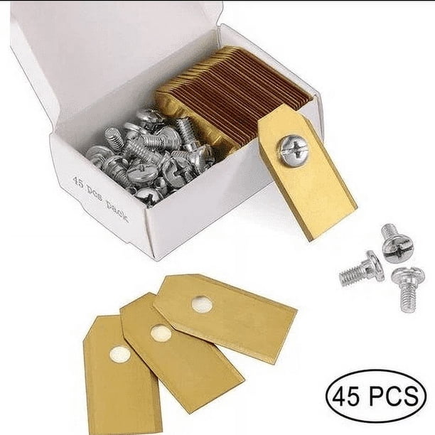 45 cuchillas de titanio para todos los cortacéspedes robóticos Husqvarn/Automower/Yardforce/Gardena (3g-0,75 mm) con 45 tornillos, cuchillas de repuesto para los modelos 105,310,315,320,420,430x,r40i