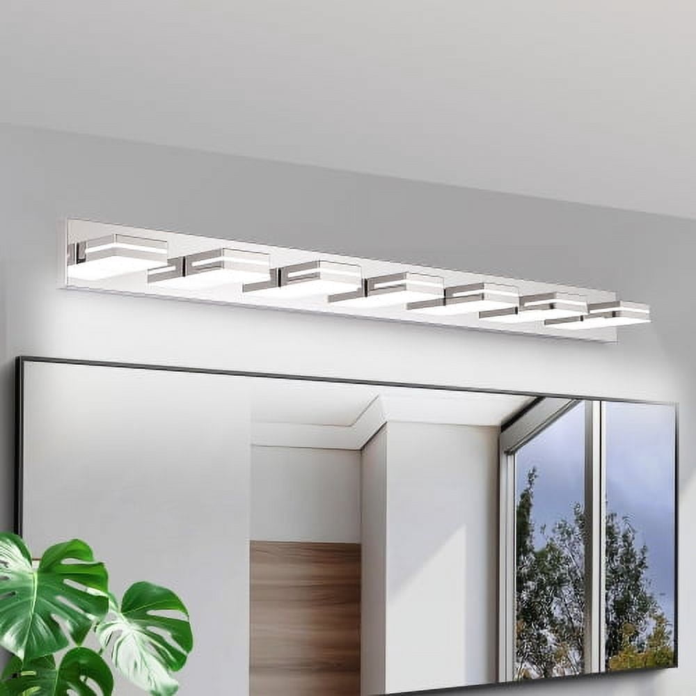 Hi-LIGHTS,7-Lights Modern Chrome LED Vanity Light,Wall Sconce,Sleek Minimalist Design,Energy-Efficient for Bathroom,Dressing room,Living Room,Bedroom(Chrome)