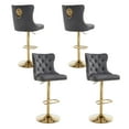 thumbnail image 3 of Velvet Gold Bar Stools Set of 4 Modern Counter Height Bar Stools with Lion Pull Ring Tufted High Back, Nailhead Upholstered Barstools for Home Kitchen, Swivel Adjustable Stool Chair in Dark Grey, 3 of 8
