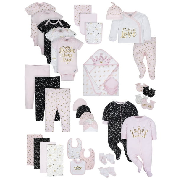 Gerber Gerber Baby Girls Organic Newborn Clothes Shower Gift Set, 39
