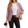 thumbnail image 6 of JWD Women's Casual 3/4 Ruched Sleeve Blazer - Slim Fit Open Front Notched Lapel Work Office Suit Jacket with Pockets Pink 12, 6 of 7