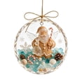 thumbnail image 2 of Christmas Tree Ornaments, Coastal Beach Acrylic 2D Flat Hanging Decor with Sea Glass, Seashells & Pinecones Accents, Lightweight Round Ornament for Xmas Tree, Window & Holiday Home Party, 2 of 6