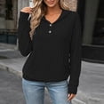 thumbnail image 5 of LEAVINGSUO Fall Tops for Women 2026 Casual Long Sleeve Button Thin Version With Pockets Hooded Collar Coat Black S, 5 of 9
