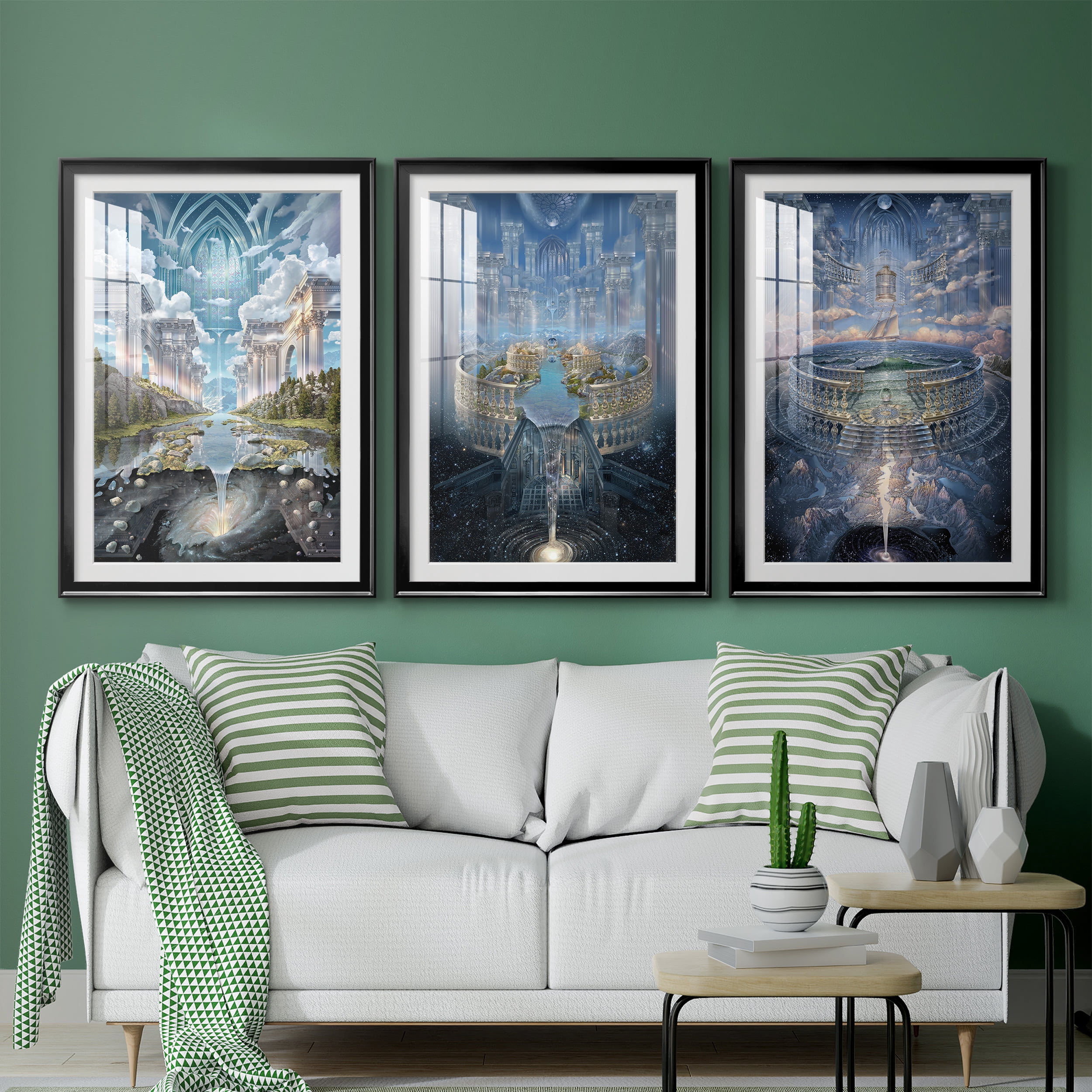 Genesis II Premium Framed Prints Set of 3 - Ready to Hang - 26.5 x 36.5 Each - Black Frame