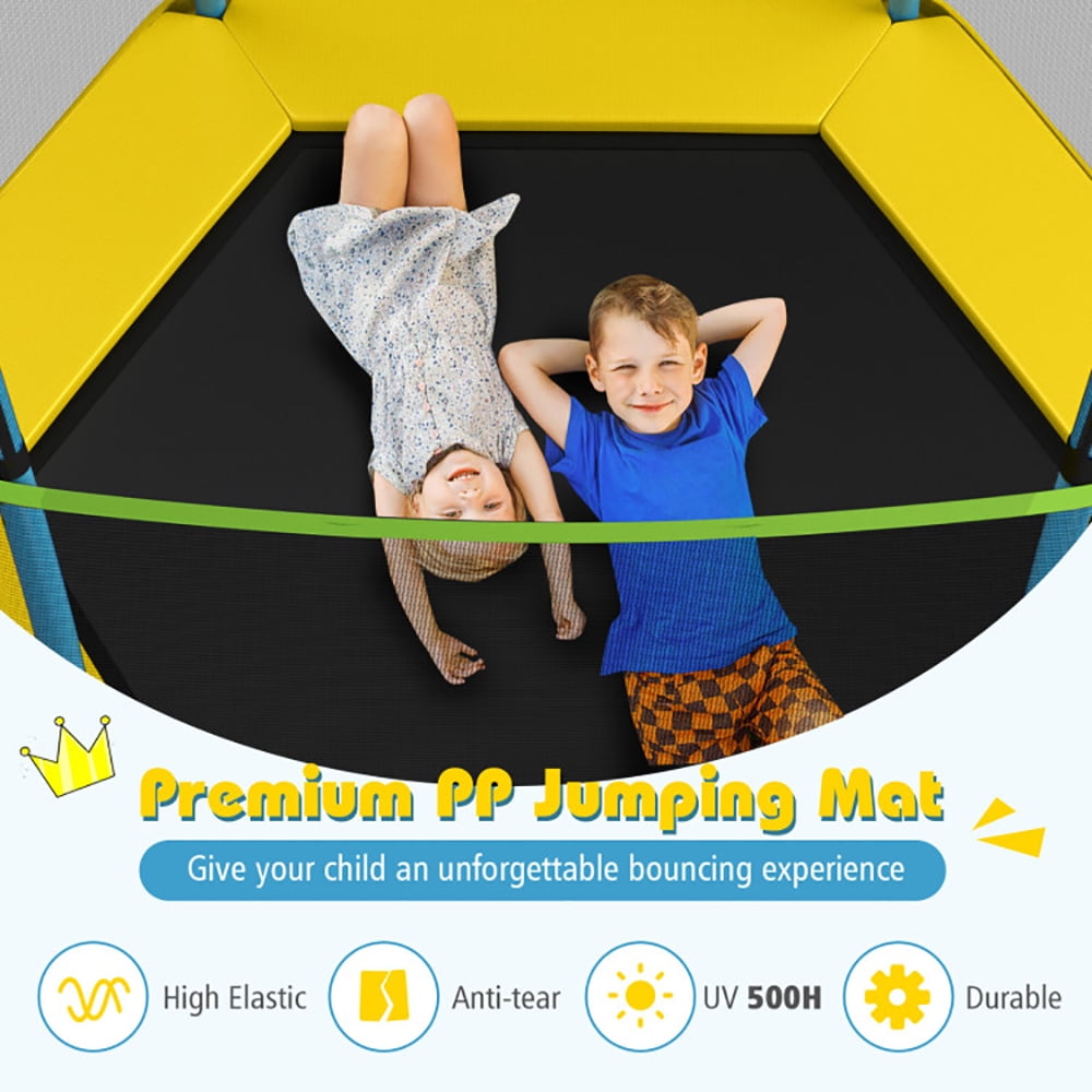 Aimee Lii 7 Feet Kids Recreational Bounce Jumper Trampoline, Outdoor Kids Trampoline, Yellow