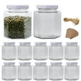 thumbnail image 1 of HLONK 12pcs 12 Oz Glass Jars With Silver Lids  Mason Jars For Gifts  Crafts  Wedding  Spice  Extra Tags String, 1 of 3