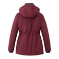 thumbnail image 3 of wantdo Women's Plus Size Puffer Jacket Windproof Winter Coat with Removable Hood Wine Red 5X, 3 of 9