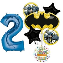 Anagram Batman 2nd Birthday Party Supplies 7pc Balloon Bouquet Decorations