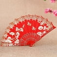 thumbnail image 3 of D-GROEE Folding Fan, Cloth Folding Hand Fan, For Cooling, Performances, Decorations, Gifts, Vintage Style Exquisite Pattern Folding Fan Photography Prop, 3 of 6