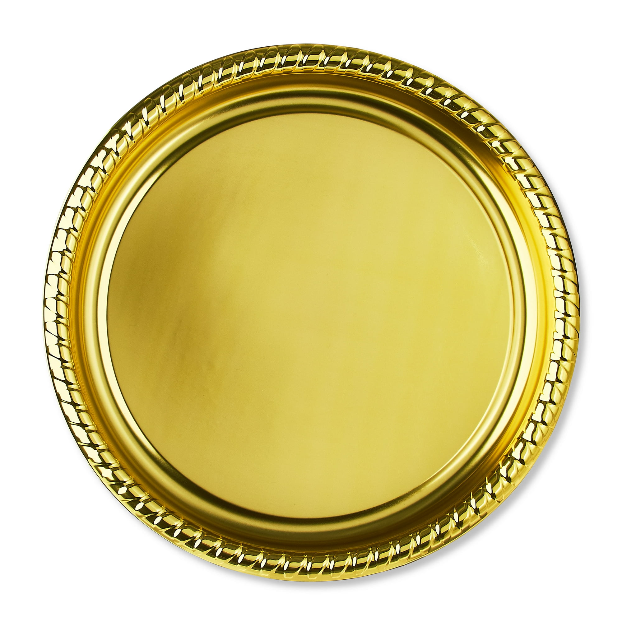 16 IN Gold Round Plastic Serving Platter, by Way To Celebrate