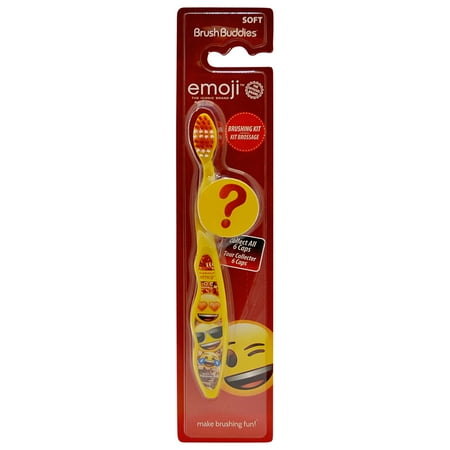 Emoji Toothbrush Kit With Mystery Hologram Travel Cap by Brush Buddies, 1 Pack