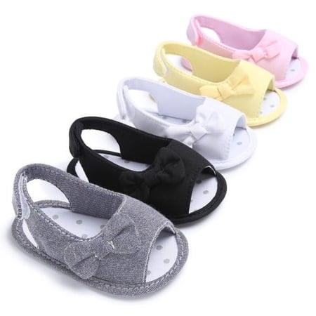 Newborn Kids Baby Girls Boys Soft Sole Shoes Bow Sandal Soft Crib Shoes ...