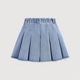 thumbnail image 3 of Ticikt Stylish Denim A Line Skirt for Girls with Side Zipper and Pleated Design Fashion Casual Wear,Color:Light Blue,Size:9-10 Years, 3 of 5