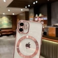 thumbnail image 3 of for iPhone 12 Mini Case Magnetic Clear with Camera Lens Protector Full Protection MagSafe Electroplated Luxury Silicone Shockproof Protective Case Cover 5.4 Inch - Pink, 3 of 11