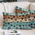 thumbnail image 3 of Light Blue Dog Paws Lumbar Pillow Covers 12x20 Inch, Farmhouse Vintage Modern Blue Brown Wood Decorative Pillowcase with Zipper, Microfiber Breathable Throw Pillowcases for Sofa Bed Living Room, 3 of 9