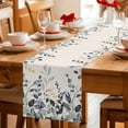 thumbnail image 5 of Table Runner - 72 Inch Long, Blue Grey Eucalyptus Kitchen Dining Table Runner Dresser Scarves, Farmhouse Weeping Leaves on Linen Farmhouse Decor for Coffee Tables Wedding Party Banquet, 5 of 8