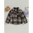 thumbnail image 2 of Wassery Kids Boys Girls Flannel Coat Long Sleeve Plaid Warm Jacket Turn-Down Collar Button Down Shirts Tops with Pockets Toddler Fall Winter Casual Outwear 12M-5T, 2 of 9