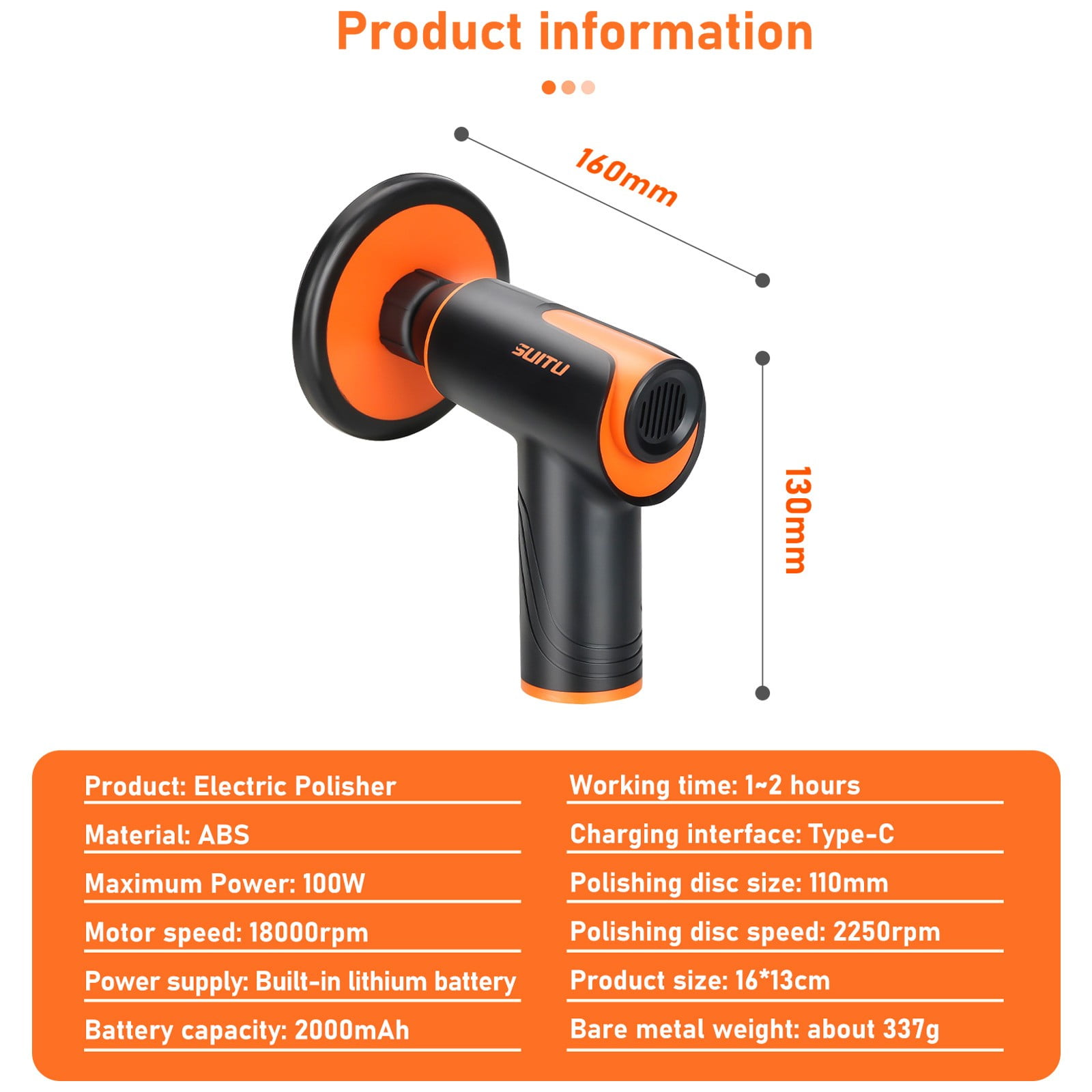Cordless Car Polisher Tool Set - Drill-Attach Variable Speed Polisher with 2000mAh Battery & Polishing Pads, Portable Car Detailing Kit for Paint Polishing