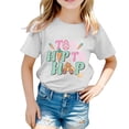 thumbnail image 1 of PMVFHDE Hauts d'Été Tendance Fille Hauts d'Été Manches Courtes pour Fille Hauts Manches Courtes Filles Hauts Enfants Filles Pâques Mignon Graphique Col Rond T-Shirt d'Été Blanc, 4-5 Ans, 1 of 4