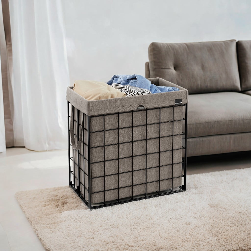 Laundry Hamper with Removable Washable Liner, 29 Gal. (110L) Collapsible Clothes Basket with Metal Wire Frame Laundry Bin