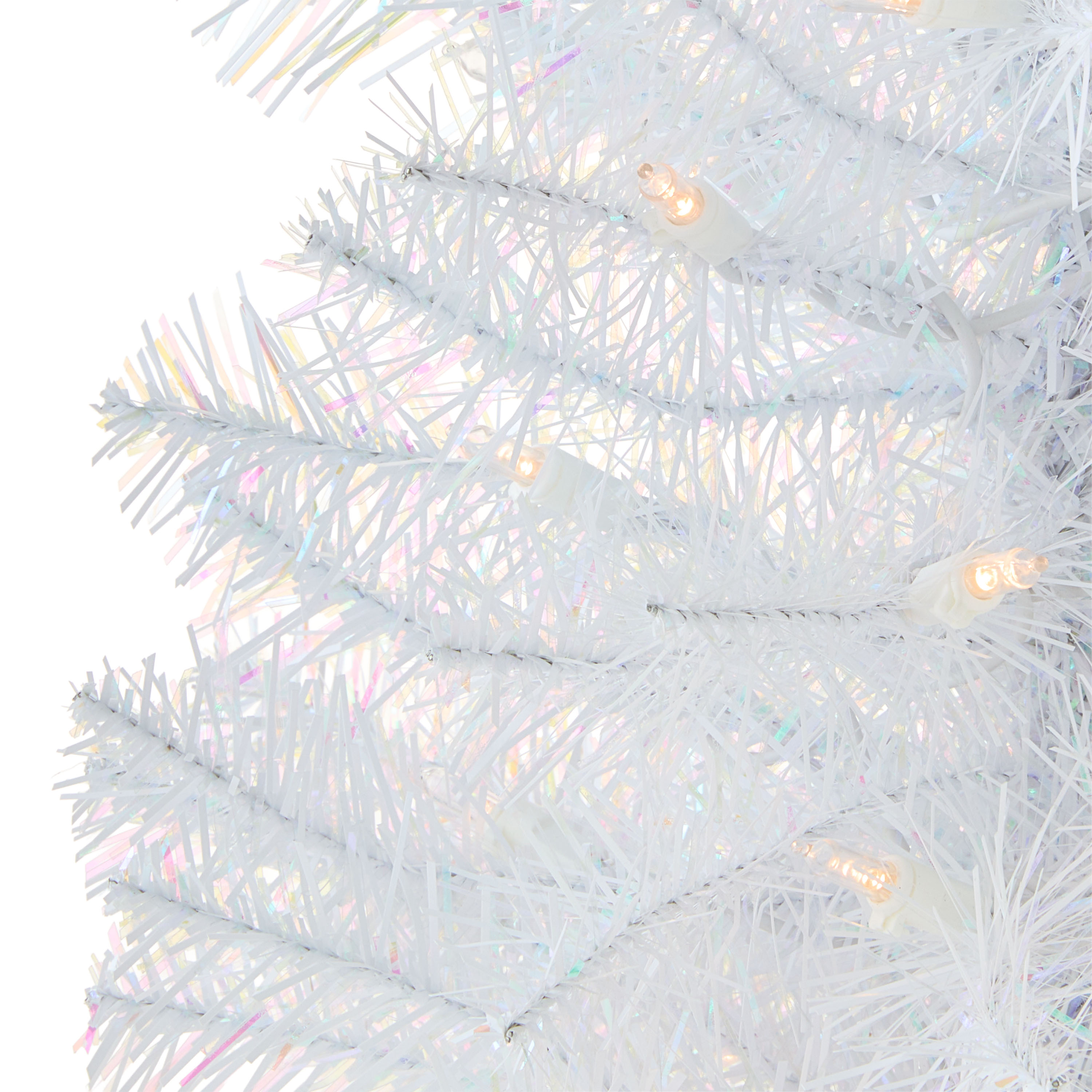2 FT Mini Noble Spruce Pre-Lit White Iridescent Artificial Christmas Tree with Warm White LED Lights, by Holiday Time
