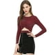thumbnail image 3 of Disfraz de Navidad para mujer Allegra K con purpurina Twist Manga larga Recortada Slim Fit Borgoña M, 3 of 6