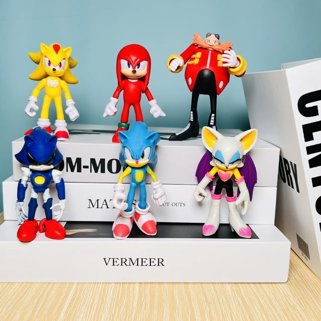 6pcs Set 11cm Cute Sonic PVC Character Toy Hedgehog Shadow Tail Figure Model Dolls Children Animal Toy Birthday Gift JIANGLANG