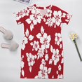 thumbnail image 5 of Hawaiian Pattern - Red Plus Size Summer Dress Women Casual Printed V Neck Short Sleeve Hawaii Boho Beach T Shirt Dress, 5 of 8