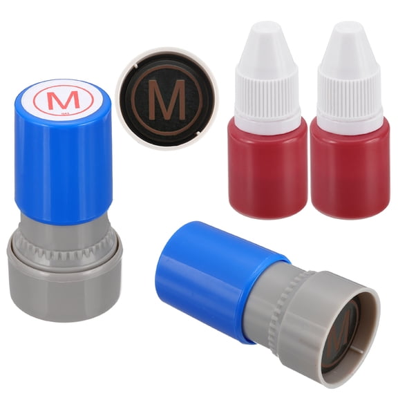 Letter Stamps Self Inking, 2Pcs Character M Alphabet Teacher Stamp Initial Stamp Mini Ink Stamp for Class Notebook Scrapbooking DIY Craft, Blue