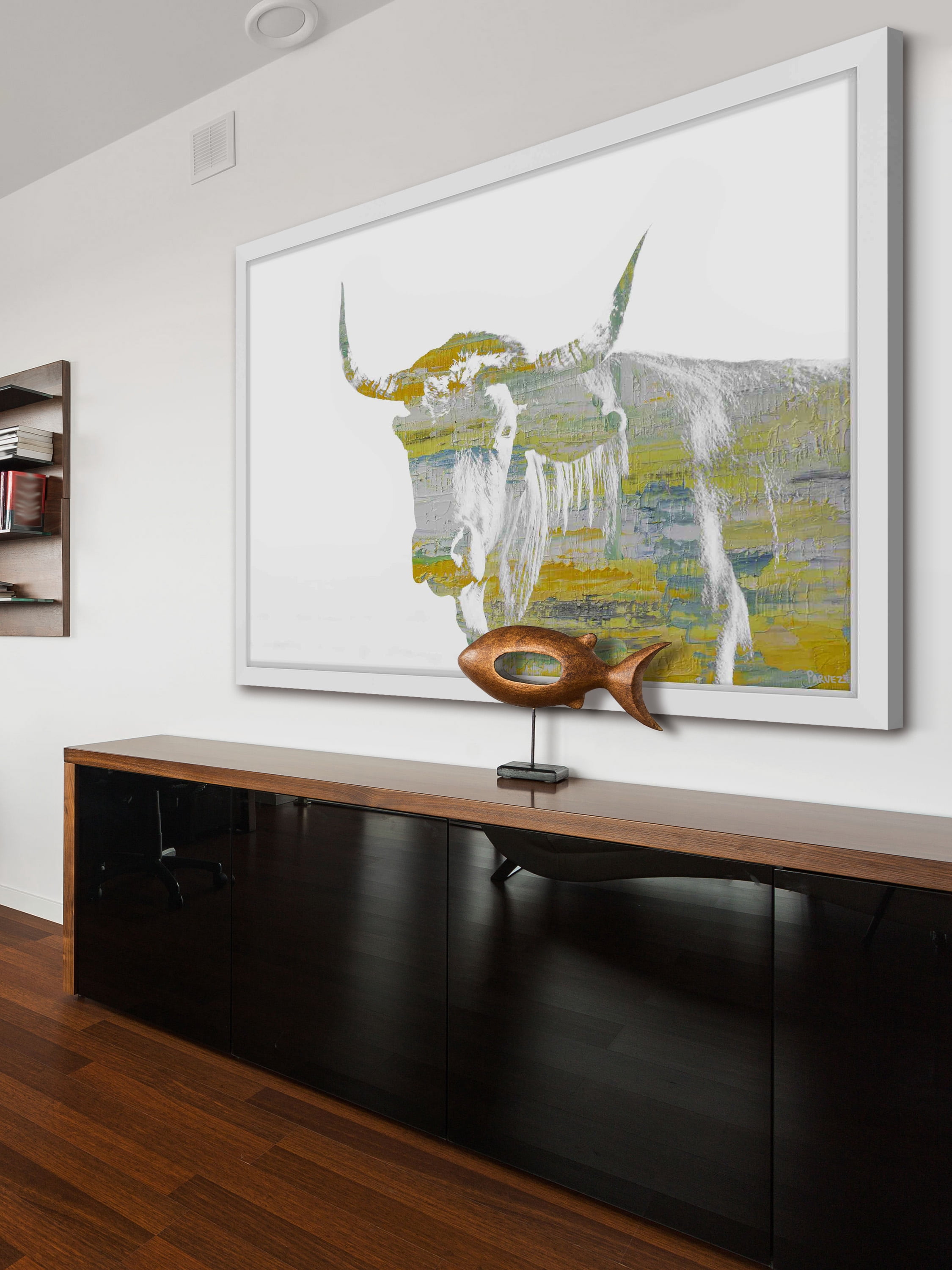 "Yellow Steer" Framed Painting Print