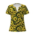 thumbnail image 3 of Naloa Sunflowers In Vintage Print T-Shirts Short Sleeve V Neck Tees for Women Fashion Tops Trendy Lightweight Soft Casual Summer Outfits Clothes, 3 of 5