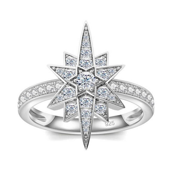 Multiple Star Women's Engagement Rings 1.7 Ct Round Brilliant Cut Diamond 14K White Gold Over