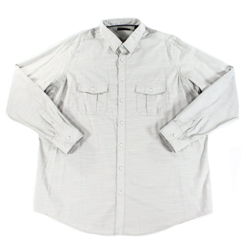 Alfani - NEW Gray Double Front Pocket Mens Size XLT Button Down Shirt ...