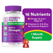 SmartyPants Toddler Organic Multi & Vegetarian Omega 3 Gummy Vitamins with D3, C & B12 - 60ct
