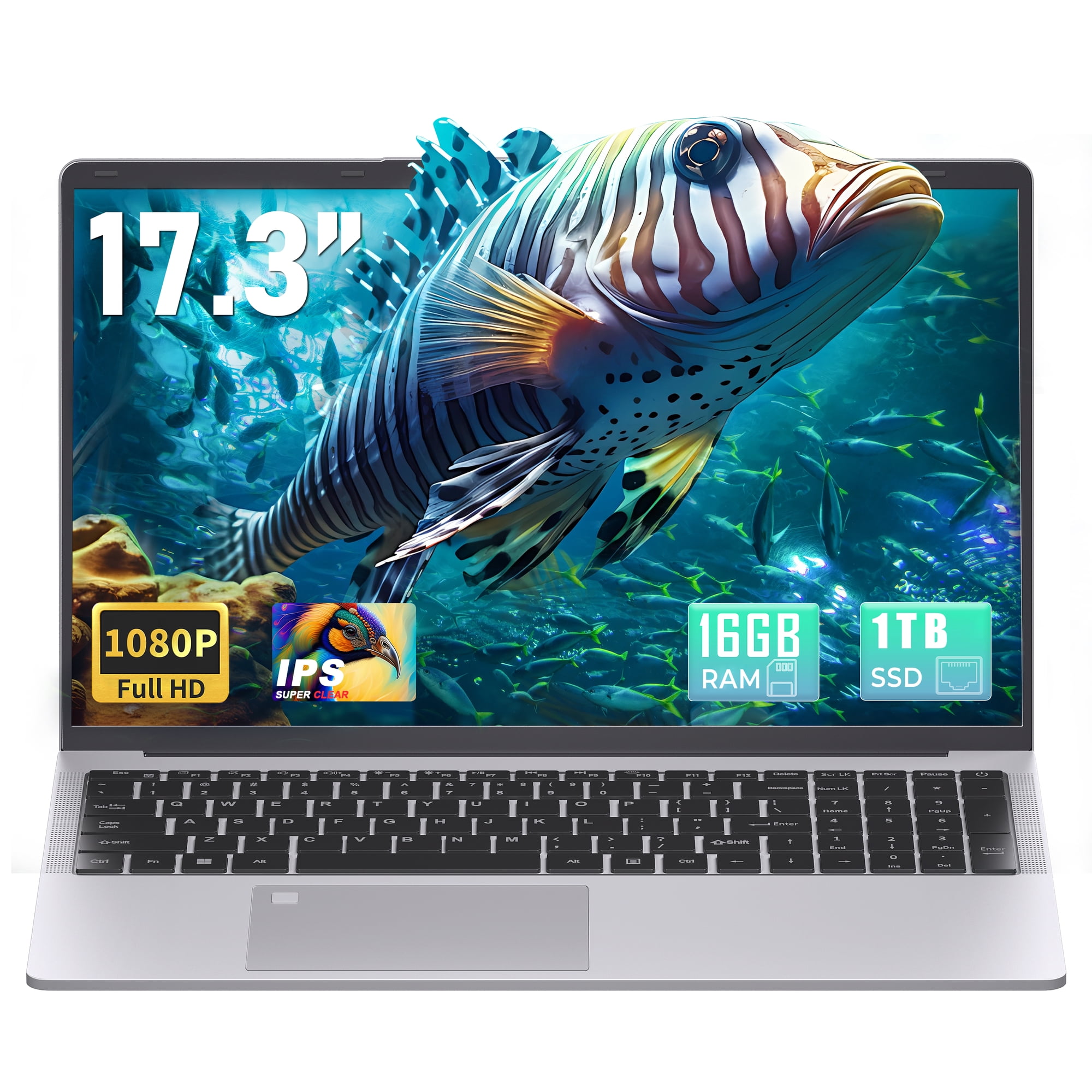 【Win 11 Pro/Office 2019】17.3" Large Laptop, 16GB RAM, 1TB SSD, FHD IPS Display, 6500Y (Up to 3.4GHz), Fingerprint, Backlit Keyboard, WiFi/USB3.0/BT/HDMI, PC Notebook For Work & Study