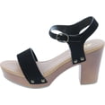 thumbnail image 2 of Soda CHIVAS ~ Women's Bold Buckles Studded Wedge Sandal, 2 of 7