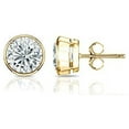thumbnail image 2 of 14k Yellow Gold Lab Grown Diamond Stud Earrings (3/4 cttw, E-F, SI1-SI2) Bezel, Push Back by Diamond Wish, 2 of 3